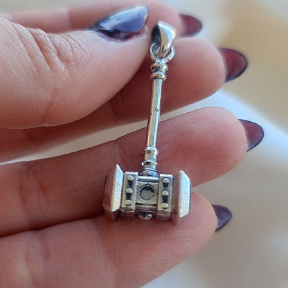 Handmade Sterling Silver Orgrim Doomhammer Pendant - Warcraft Jewelry