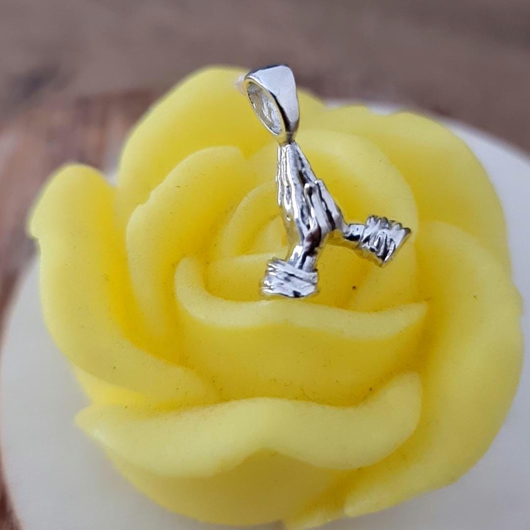 Sterling Silver Praying Hands Pendant: Victorian Style Faith Jewelry