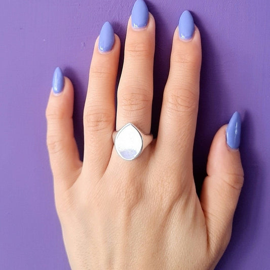 Handmade Sterling Silver Teardrop Ring: Geometric Point Design