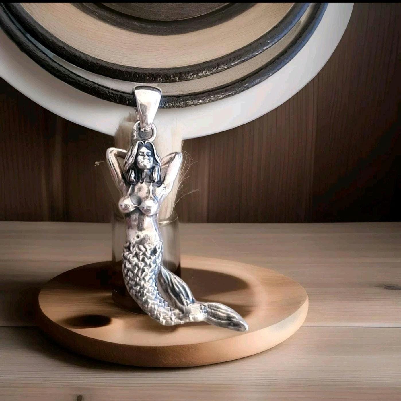 Sterling Silver Mermaid Pendant Necklace: Gothic Sea Lover Gift