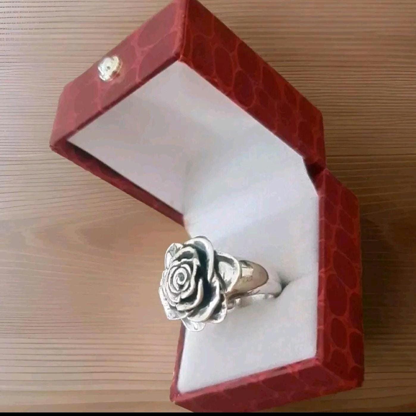 Statement Rose Ring: Handmade 925 Sterling Silver Flower Jewelry