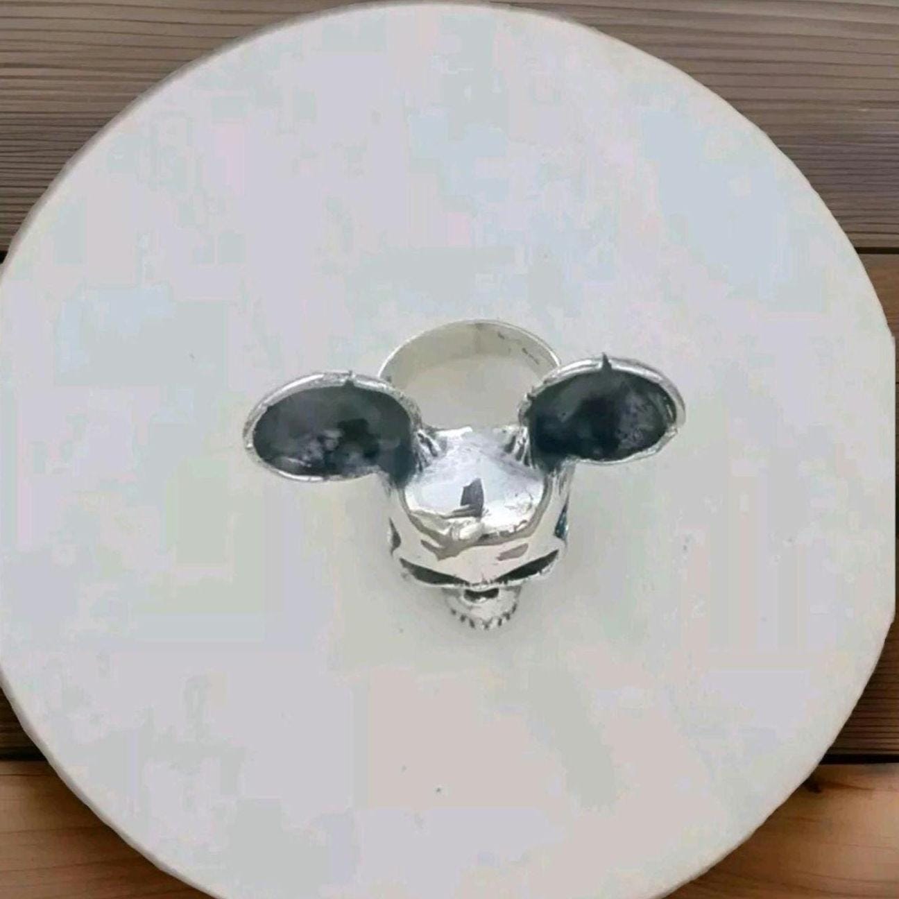 Handmade Sterling Silver Mouse Skull Ring: Gothic Statement piece
