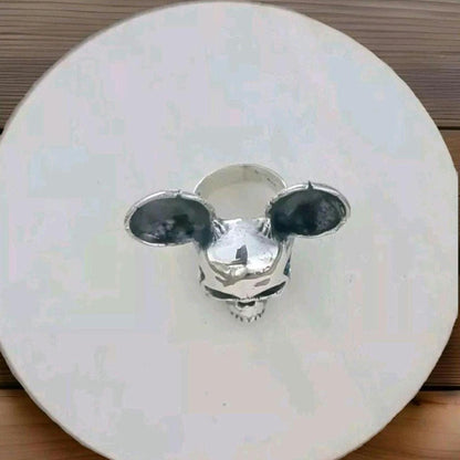 Handmade Sterling Silver Mouse Skull Ring: Gothic Statement piece