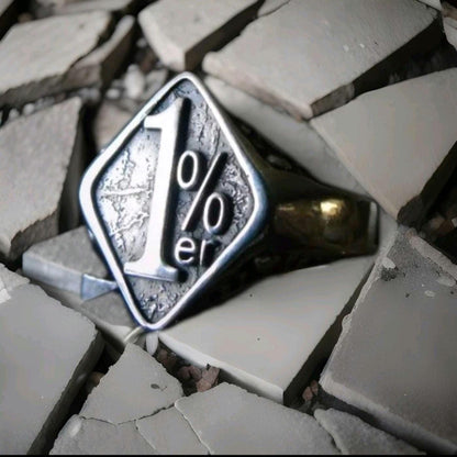 Motorbike Ring in Sterling Silver 1%er - Uniquely Designed Biker Jewelry - Bold & Daring Gift for Outlaws -