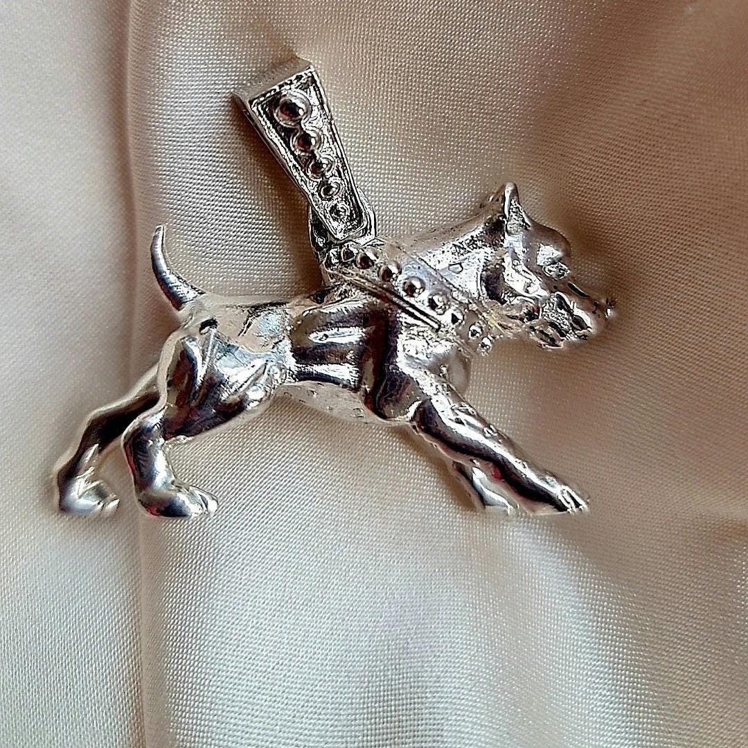 Handmade Sterling Silver American Pit Bull Pendant: Dog Lover Gift