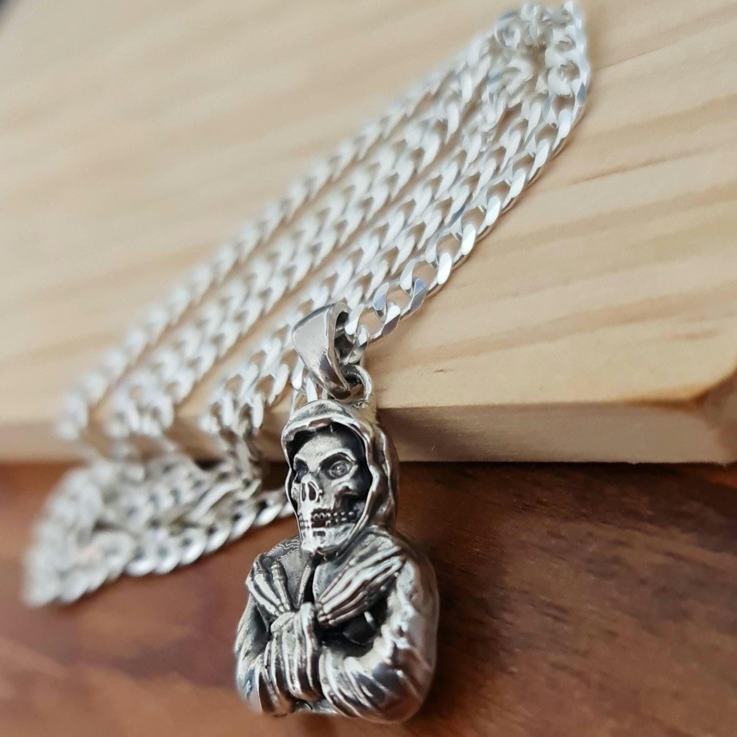 Punk horror Misfit music Pendant-Skull Unique design- Handmade 925 Silver