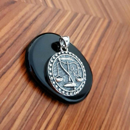 Saint Death's Balance Scale Pendant - Sterling Silver Scythe Necklace - La Santa Muerte necklace -