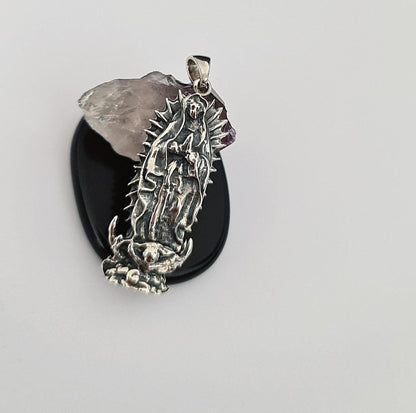 Sterling Silver Our Lady of Guadalupe Pendant - Catholic Holy Medallion