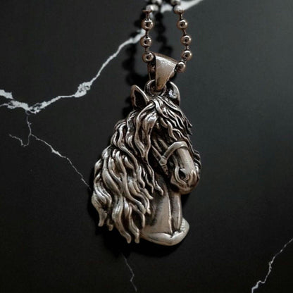 Handmade Gothic Sterling Silver Horse Pendant: Animal Lover Gift