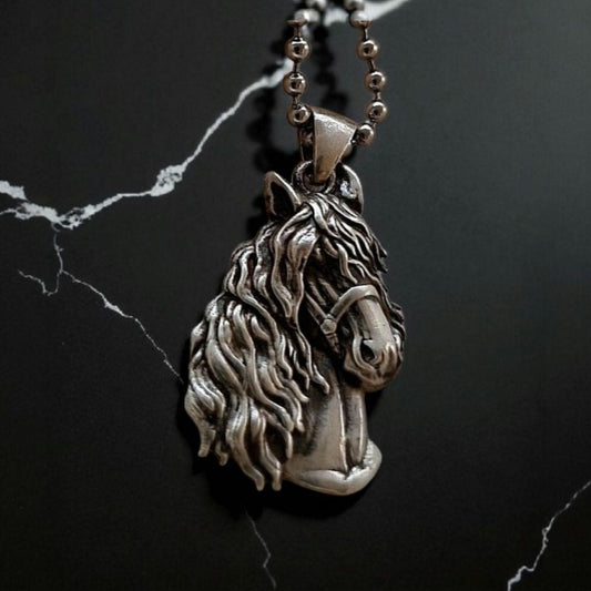 Handmade Gothic Sterling Silver Horse Pendant: Animal Lover Gift
