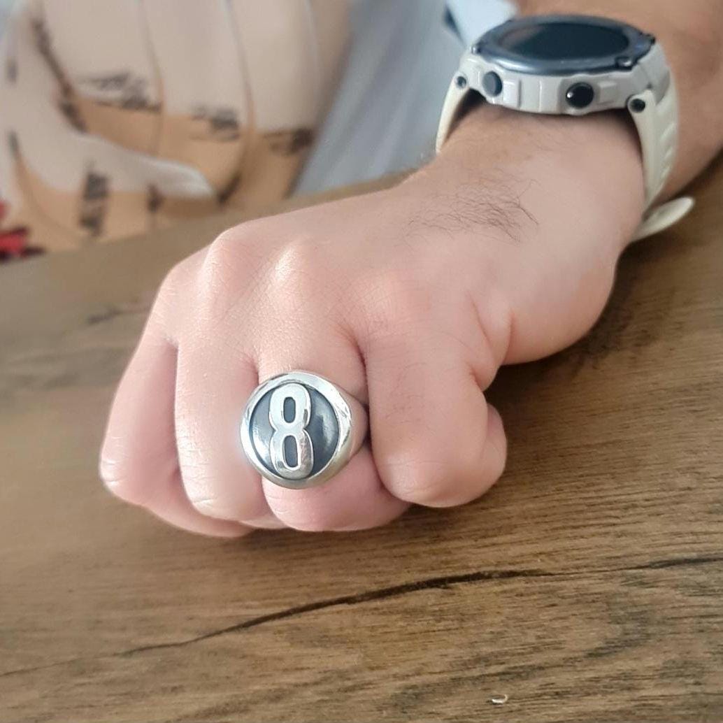Handmade Sterling Silver 8 Ball Ring: Billiard Inspired Statement Jewelry