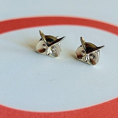 Miniature Owl stud Earrings - Sterling Silver Studs - Animal Jewelry for Nature Lovers -