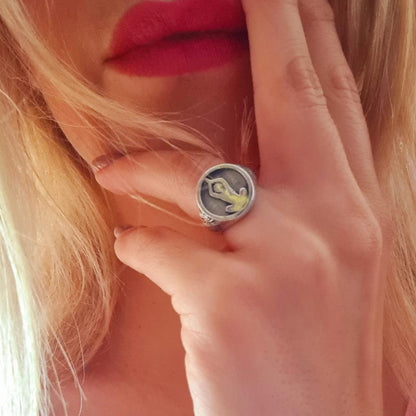 Meditation Om Ring -925  Sterling Silver - Unique Symbol Design -  Handmade