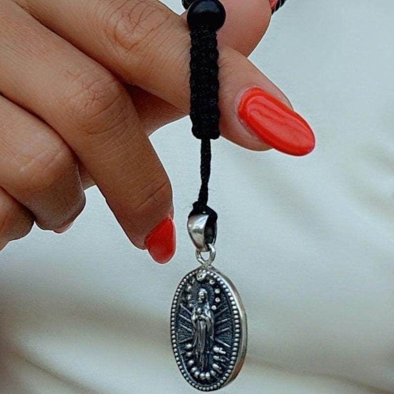 Handmade La Santa  Muerte RosaryPendant -Sterling Silver- A Precious Symbol of Belief and Protection -