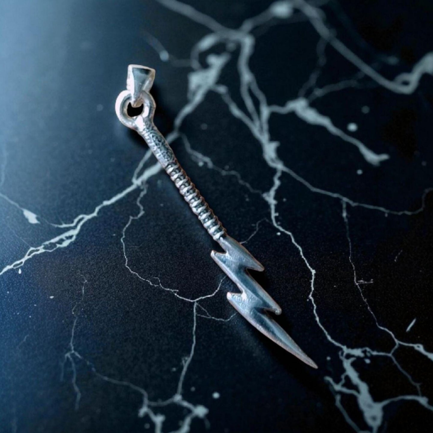 Sterling Silver Lightning Bolt Pendant: Mythical Thunder Flash Necklace