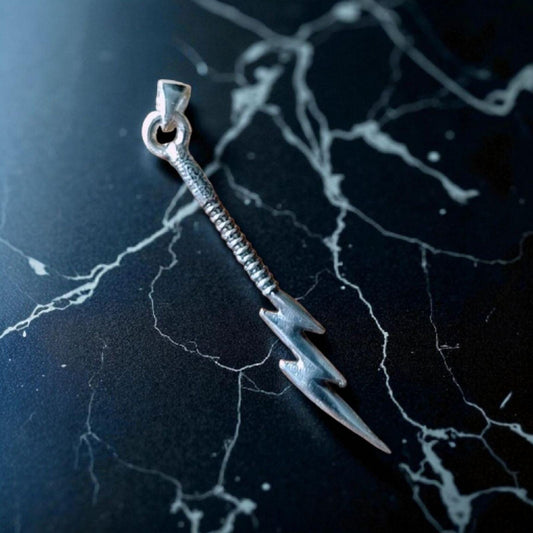 Sterling Silver Lightning Bolt Pendant: Mythical Thunder Flash Necklace