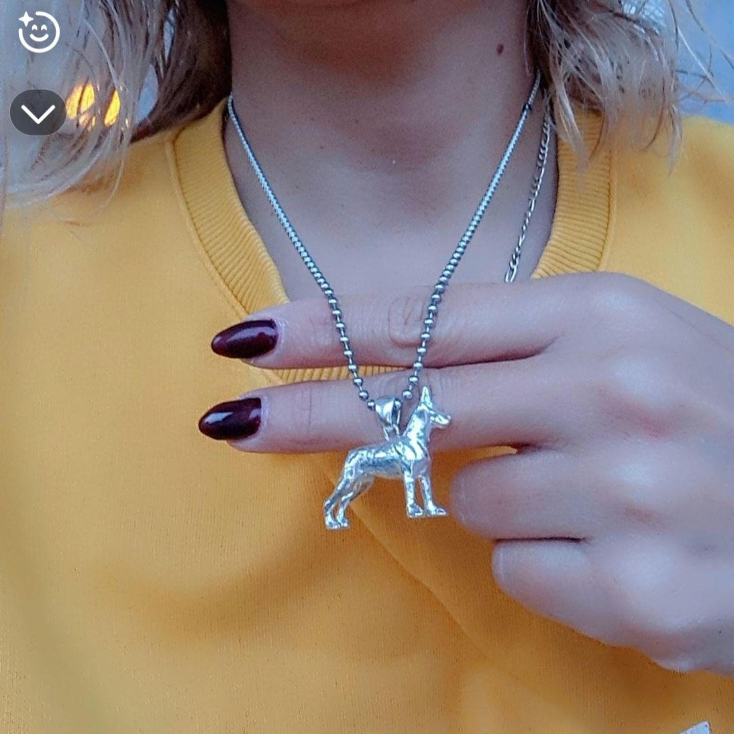 Handmade Sterling Silver Doberman Pendant: 925 Silver Dog Lover Gift