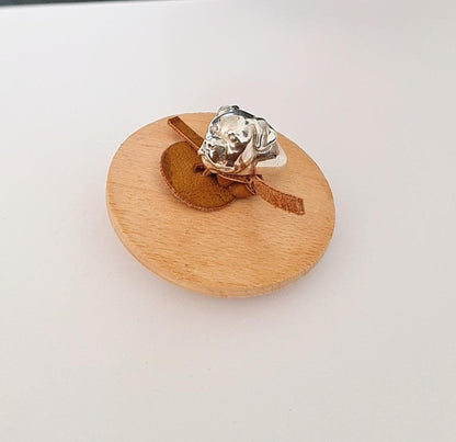 Handmade Rottweiler Ring: Detailed 925 Sterling Silver Dog Band