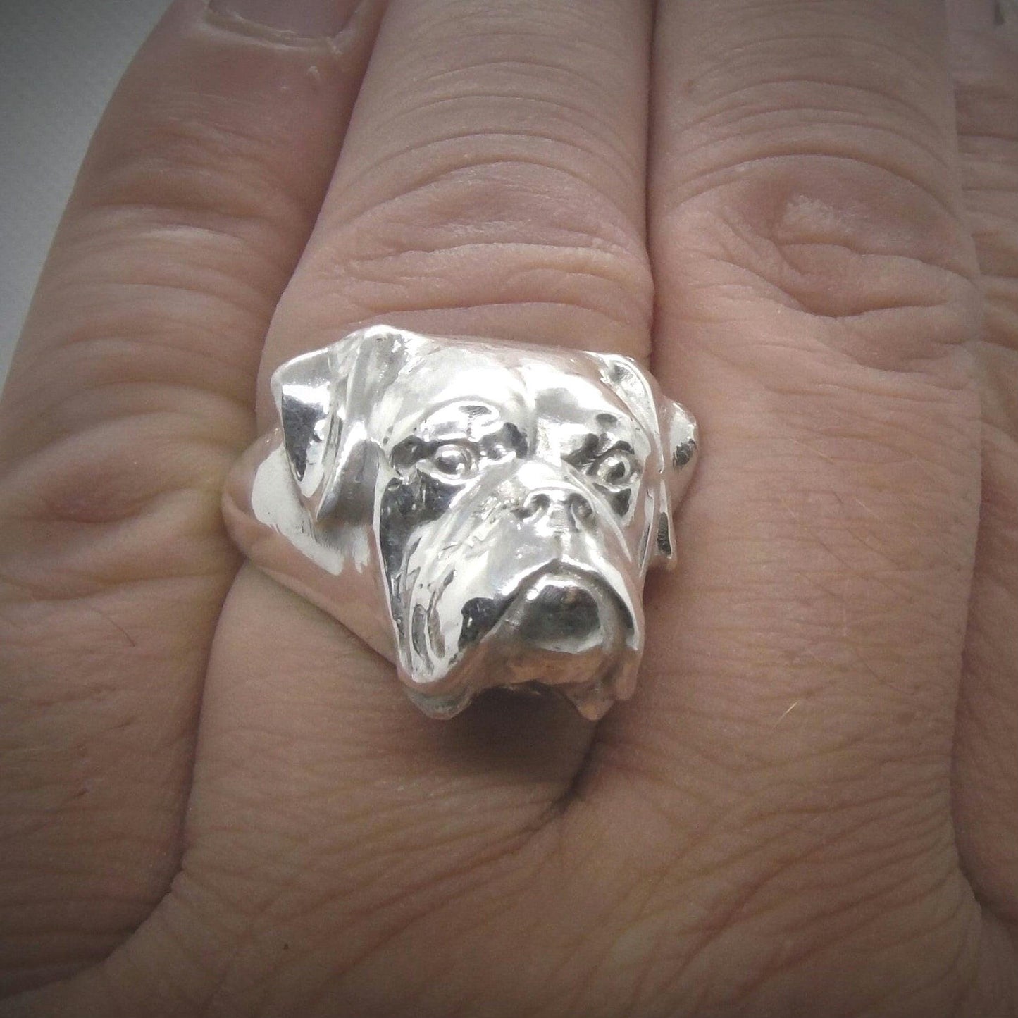 Handmade 925 Silver Boxer Dog Ring: Animal Lover Gift