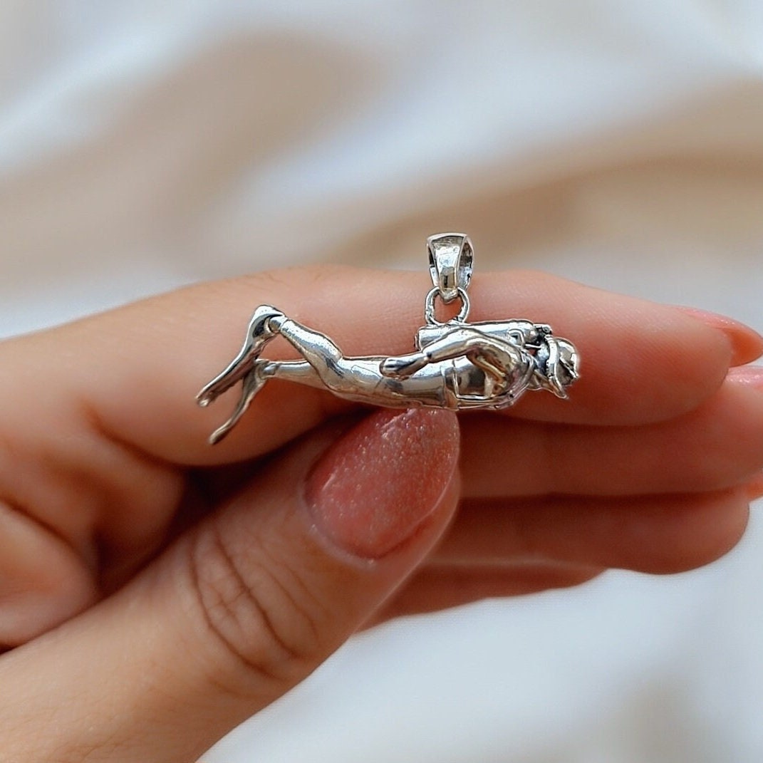 Handcrafted Sterling Silver Scuba Diver Pendant