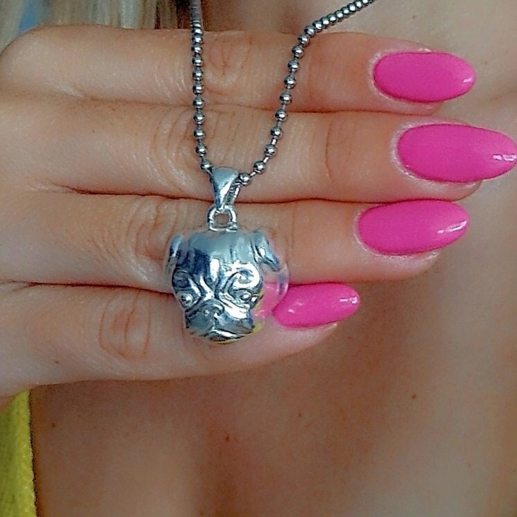 Handmade Sterling Silver Pug Pendant: Minimalist Dog Lover Gift
