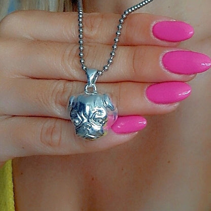 Handmade Sterling Silver Pug Pendant: Minimalist Dog Lover Gift