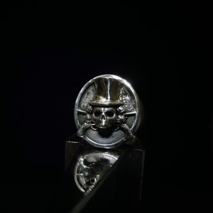 Guns & Roses Skull ring-Unique design-Biker ring-Handmade 925 Silver -20 grams-unique gift
