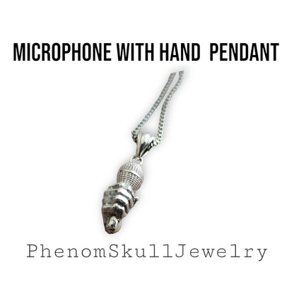 Handmade Sterling Silver Microphone Pendant: Music Lover Necklace