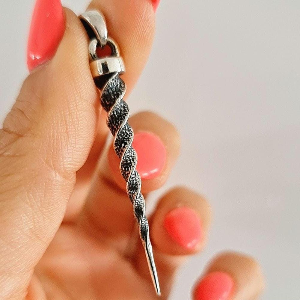 Sterling Silver Unicorn Horn Necklace: Handmade Mythology Charm