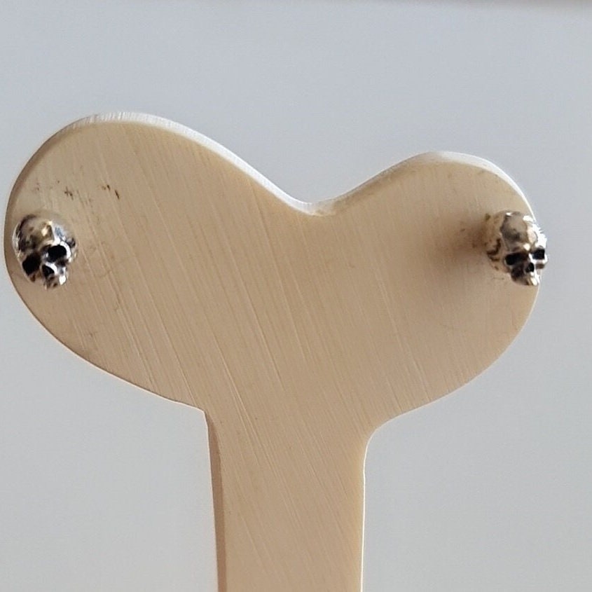 Handmade Sterling Silver Skull Stud Earrings: Gothic Jewelry