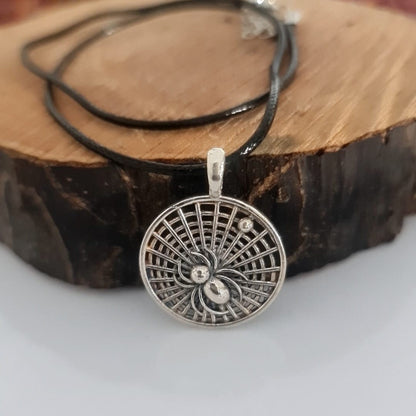 Handmade Sterling Silver Spider Web Pendant: Insect Jewelry