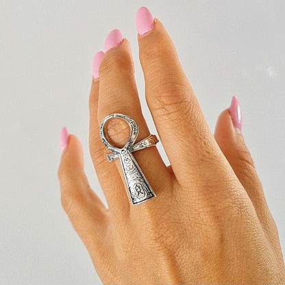 Handmade Sterling Silver Ankh Ring: Egyptian Key of Life Jewelry