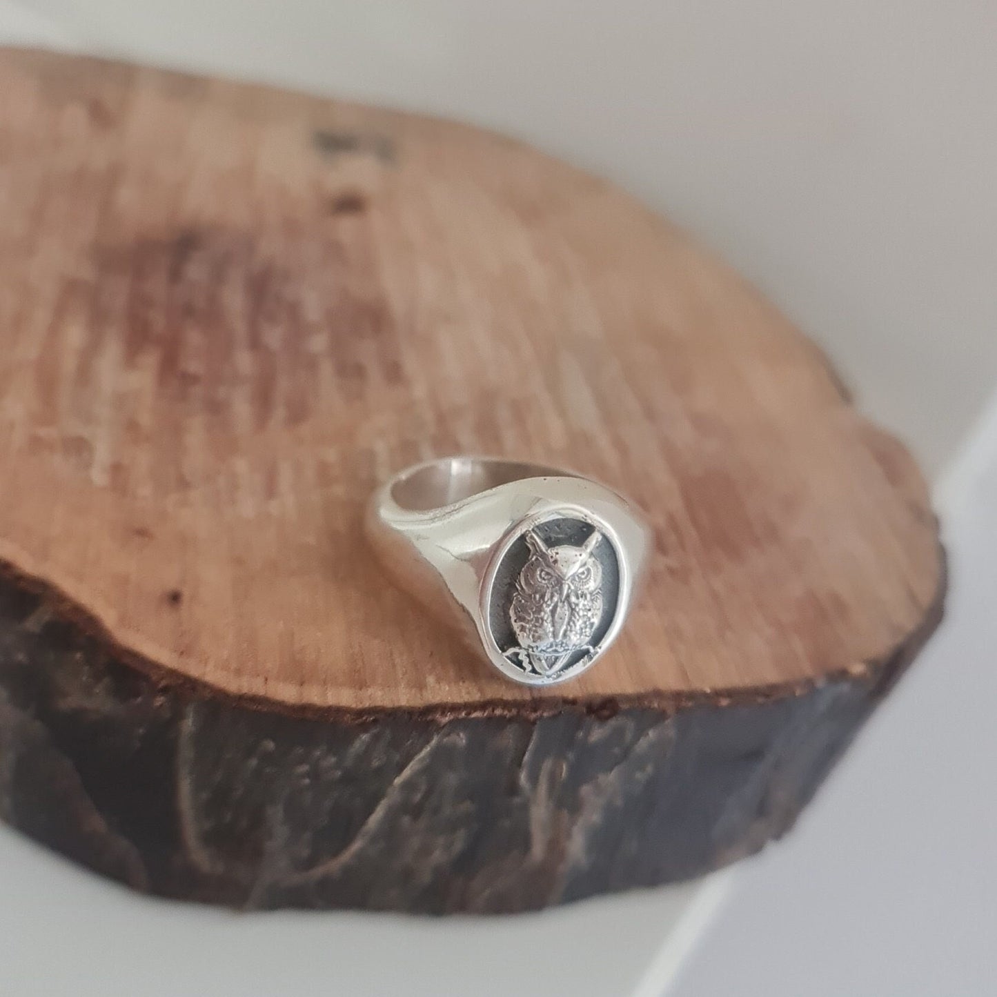 Handmade Sterling Silver Owl Ring: Animal Jewelry Gift