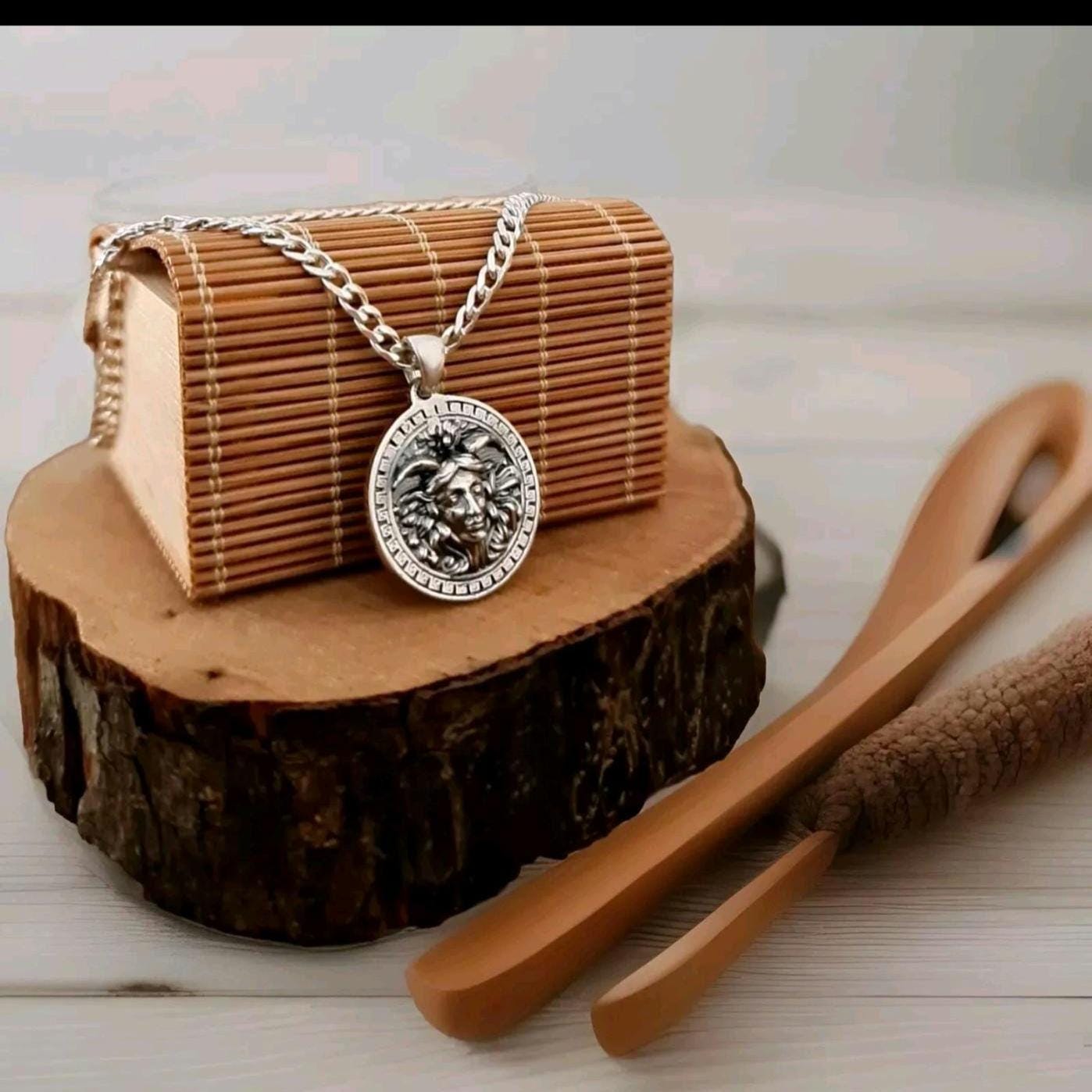 Greek Medusa Goddess Pendant  - sterling silver  captures the essence of Gorgon Medusa