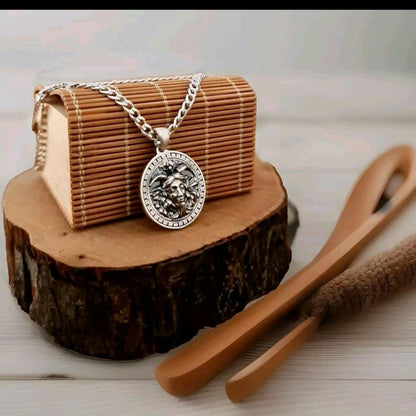 Greek Medusa Goddess Pendant  - sterling silver  captures the essence of Gorgon Medusa