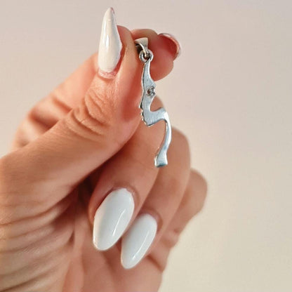 Abstract Face Pendant Sterling Silver Minimalist Modern Jewelry with Stone Eye