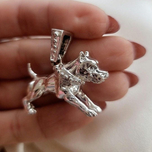 Handmade Sterling Silver American Pit Bull Pendant: Dog Lover Gift