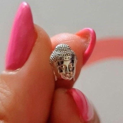 Buddha Head Stud Earrings - Handmade  Zen Jewelry  - Spiritual  for Meditation & Yoga Enthusiasts Sterling Silver