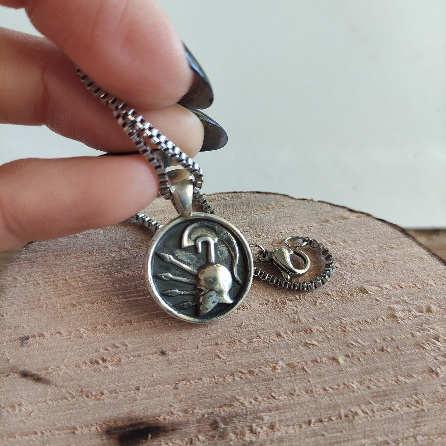 Spartan Warrior Helmet Pendant - Sterling Silver Greek Warrior Jewelry