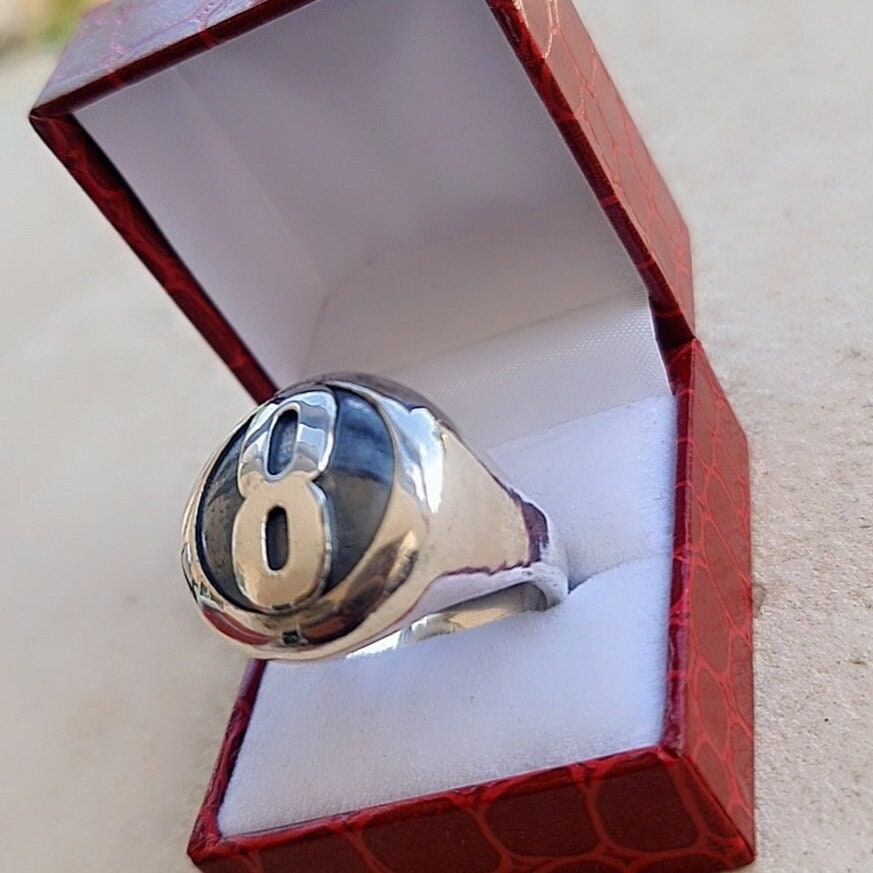 Handmade Sterling Silver 8 Ball Ring: Billiard Inspired Statement Jewelry