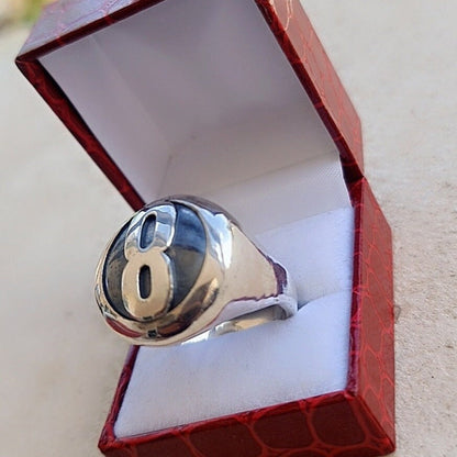 Handmade Sterling Silver 8 Ball Ring: Billiard Inspired Statement Jewelry