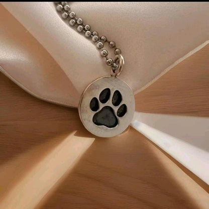 Handmade Sterling Silver Dog Paw Print Pendant - Minimalist Necklace