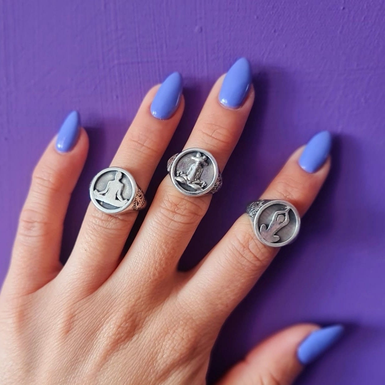 Meditation  Namaste Ring - Sterling Silver, Handmade with 9 Grams - Yoga jewelry  meditation vibe