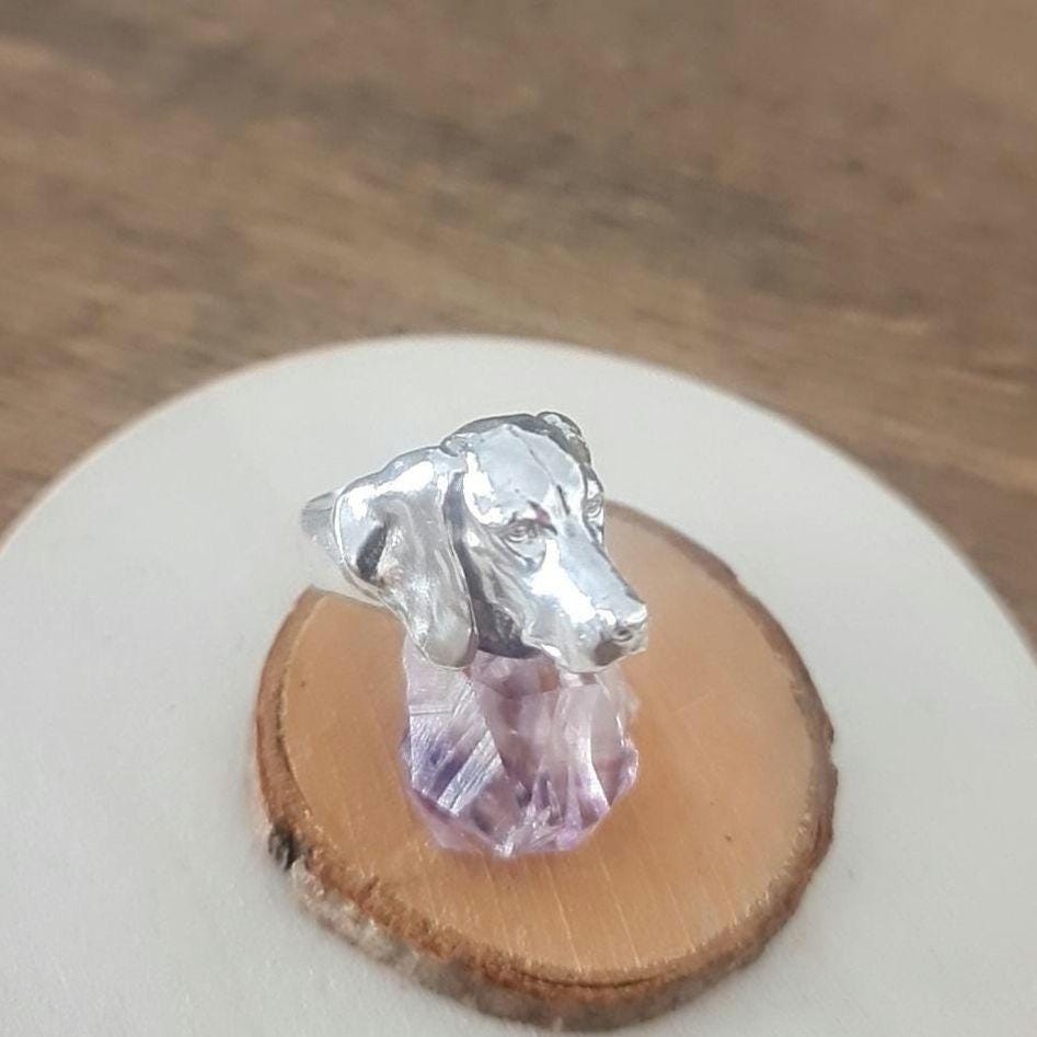 Handmade 925 Silver Hungarian Vizsla Dog Ring: Animal Lover Gift