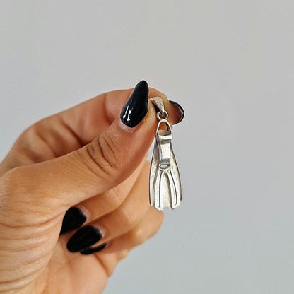 Diver Fin Pendant • Scuba Diving Jewelry • Nautical Ocean Lover Gift • Unisex • Sterling Silver