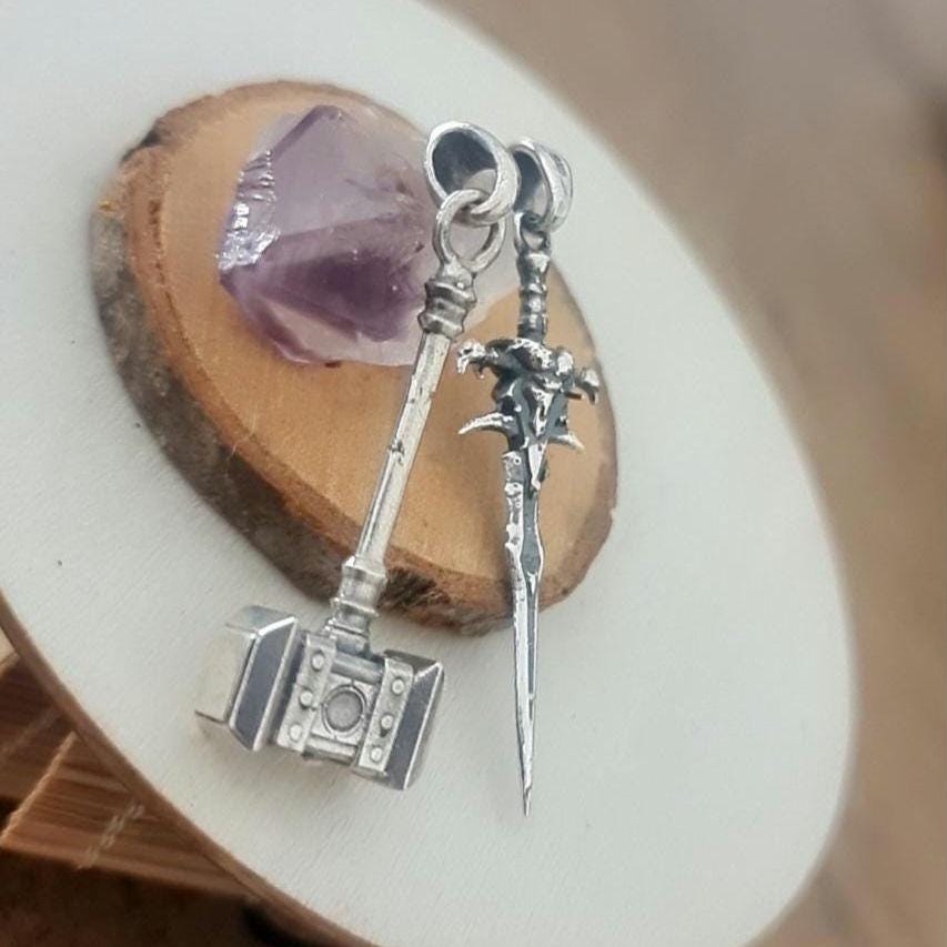 Handmade Sterling Silver Orgrim Doomhammer Pendant - Warcraft Jewelry