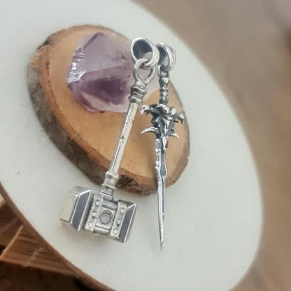 Handmade Sterling Silver Orgrim Doomhammer Pendant - Warcraft Jewelry