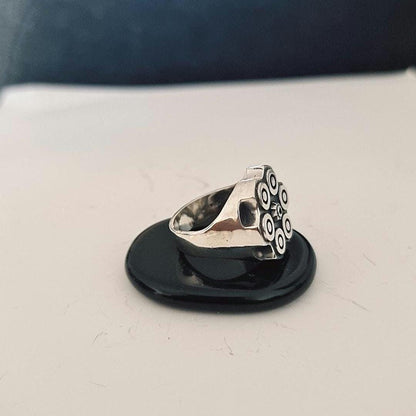 Bullet Revolver Ring - Ammo Signet Ring: Sterling Silver  Bullet Casing, Rebel Biker Style, Magnum Revolver Gun Cylinder Ring