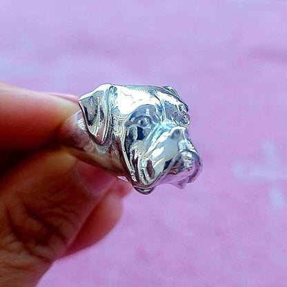 Handmade 925 Silver Boxer Dog Ring: Animal Lover Gift