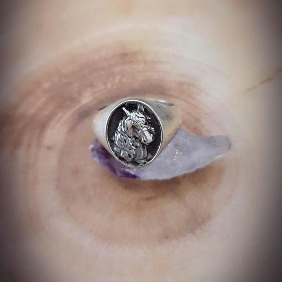 Handmade Sterling Silver Horse Ring: Western Equestrian Jewelry